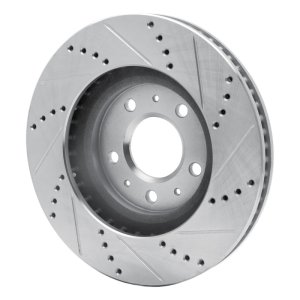 Cadillac CTS Brake Rotor (1) - Front Left - R1 Concepts - Drill & Slot - Silver - `03-`07